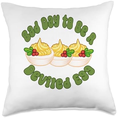 A Bad Day to Be a Deviled Egg Thanksgiving Humor Throw Pillow by Unknown