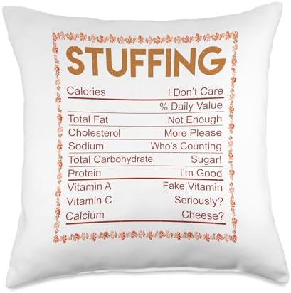Stuffing Nutritional Content Funny Food Turkey Thanksgiving Throw Pillow by Unknown