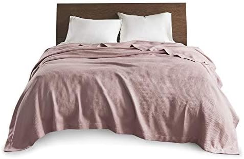 Madison Park 100% Egyptian Cotton King Size Bed Blanket for Summer Rose | Cozy Soft Breathable Durable, Waffle Weave Woven Casual, Lightweight Knit All Season Throw for Bed Couch or Sofa, OEKO TEX