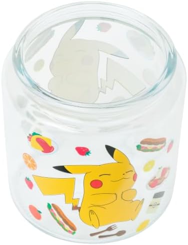 Silver Buffalo Pokemon Pikachu Glass Jar with Lid Food Crave Icons, 6 Inch