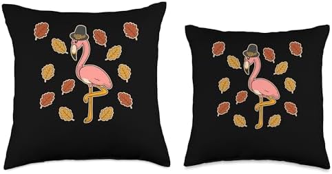Pilgrim Costume Thanksgiving Shirt Turkey Meat Pilgrim Pink Flamingo Thanksgiving Fall Autumn Animal Lover Throw Pillow, 16x16, Multicolor - Image 3