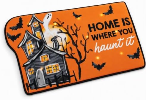 Mud Pie Light Up Halloween Doormat With Sound, Spooky Halloween Welcome Mat