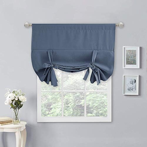 NICETOWN Fashion Thermal Insulated Blackout Curtains, Adjustable Tie Up Neutral Style Curtain for Living Room/Bedroom Window/Thanksgiving (Stone Blue, 1 Panel, W40 x L54) by NICETOWN