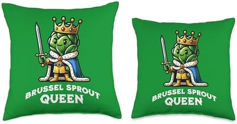 Brussel Sprout Queen Funny Thanksgiving Side Vegetable Throw Pillow - Image 3