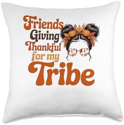 Family Thanksgiving 2025 Thankful for My Tribe Fall Autumn Throw Pillow by Unknown