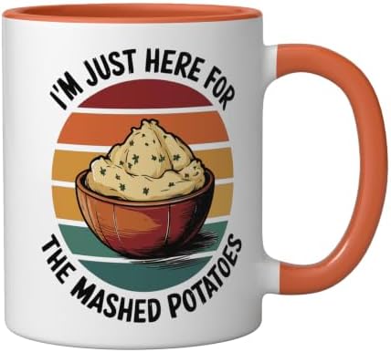 I'm Just Here For The Mashed Potatoes Ceramic Mug, Orange/White, 11oz - Image 2