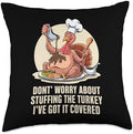 Funny Thanksgiving Turkey Stuffing It's Face Turkey Day Fan Throw Pillow by Unknown