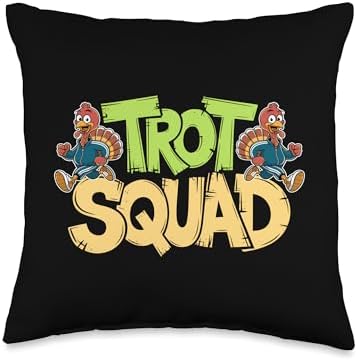 Trot Squad, Friendsgiving Squad Running Thanksgiving Throw Pillow by HadleyDesigns