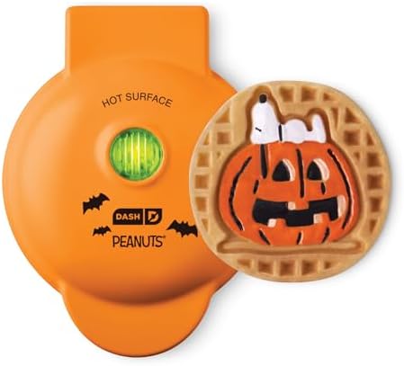 Peanuts x Dash Snoopy Jack-O-Lantern Mini Waffle Maker, Ceramic, Orange by Dash