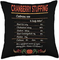 Witty Turkey Day Dressing Food Dinner Party Cranberry Stuffing Nutrition Facts Funny Thanksgiving Humor Throw Pillow, 18x18, Multicolor by Unknown