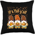Pumpkin Gnomes Autumn Halloween Thanksgiving It's Fall Y'all Throw Pillow by Unknown