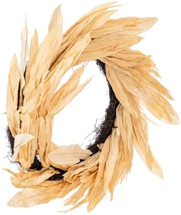 Vickerman 28" Artificial Cream Corn Husk Wreath. - Image 4