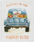 Pumpkin Patch Blue Farm Truck, 16 x 20 Inch Canvas Wall Art by StupellIndustries