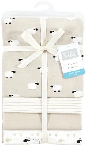Hudson Baby Unisex Baby Cotton Flannel Receiving Blankets, Taupe Sheep, One Size - Image 2