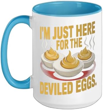 I’m Just Here for the Deviled Eggs Egg Expert Deviled Egg Ceramic Mug, Blue/White, 15oz by Unknown