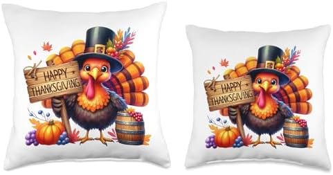 Happy Thanksgiving for Turkey Day Gift For Men Women Kids Throw Pillow - Image 3