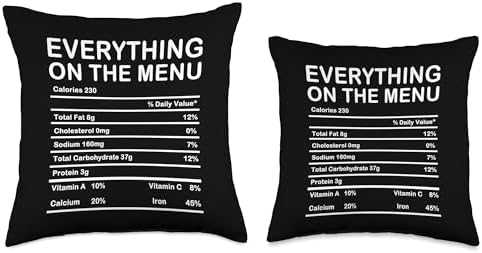 Everything On The Menu Nutrition Facts Funny Thanksgiving Throw Pillow - Image 3