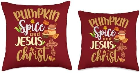 Fall Season Idea Pumpkin Spice And Jesus Christ Thanksgiving Throw Pillow - Image 3