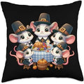 Funny thanksgiving shirty by merch4life Pilgrim Mice's Thanksgiving Banquet Autumn Throw Pillow, 18x18, Multicolor by Unknown