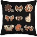 Coquette Bow Game Day Touchdown Fall Football Thanksgiving Throw Pillow by Unknown