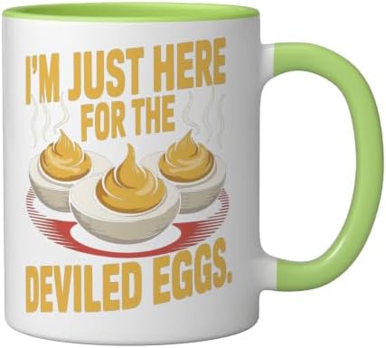 I’m Just Here for the Deviled Eggs Egg Expert Deviled Egg Ceramic Mug, Light Green/White, 11oz - Image 2