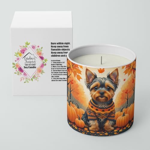 Caroline's Treasures DAC1081CDL Yorkshire Terrier Fall Decorative Soy Candle Nature Soy Wax Essential Oil Home Decor Ideal for Bedroom Kitchen Bath Office Gift, 10 oz - Image 2