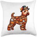 Fall Leaves Pumpkins Norwich Terrier Cute Shape Thanksgiving Throw Pillow by Unknown
