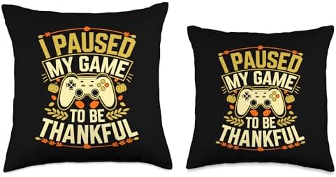 I Paused My Game To Be Thankful, Gamer Happy Thanksgiving Throw Pillow - Image 3