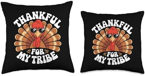 Thankful For My Tribe, Friendsgiving Squad, Thanksgiving Throw Pillow - Image 3