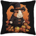 Funny Pilgrim Guinea Pig Happy Thanksgiving Thanksgiving Day Guinea Pig Pilgrim Fall Autumn Halloween Throw Pillow, 16x16, Multicolor by Unknown