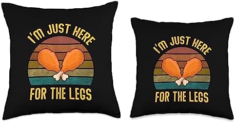 Funny Retro Thanksgiving I'm Just Here For The Turkey Legs Throw Pillow - Image 3