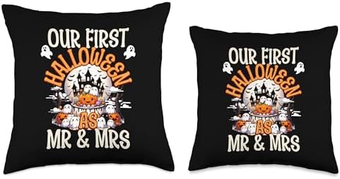Our First Halloween As Mr & Mrs Couple Throw Pillow