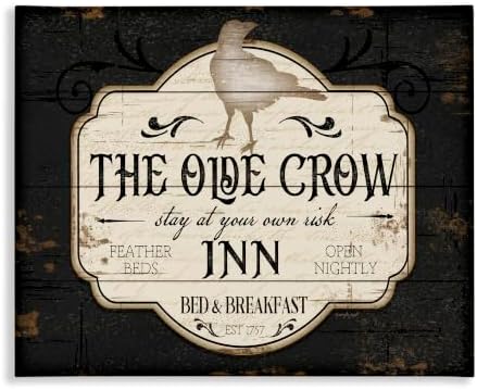 Halloween Crow Inn Rustic Sign, 30 x 40 Inch Canvas Wall Art