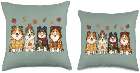 Sheltie Fall Autumn Season Pumpkin Shetland Sheepdog Dog Throw Pillow - Image 3