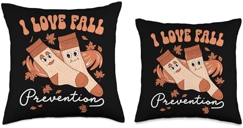 I Love Fall Prevention Socks Thanksgiving Autumn Quote Throw Pillow - Image 3