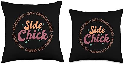 I'm A Side Chick Retro Funny Turkey Day Fall Thanksgiving Throw Pillow - Image 3