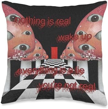 Weirdcore Aesthetic Mushroom Eyes Strangecore Traumacore Throw Pillow