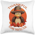 HOME INSPECTOR Gifts Home Inspector Funny Thanksgiving Turkey & Fall Throw Pillow, 16x16, Multicolor by Unknown