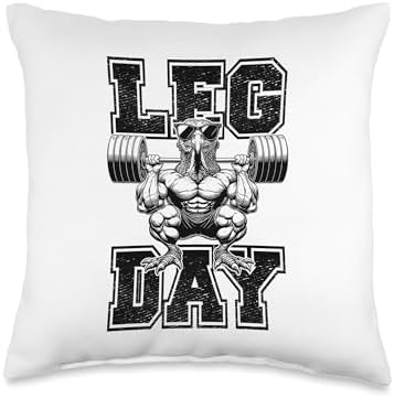 Leg Day Thanksgiving Turkey Funny Barbell Squat Gym Fitness Throw Pillow by Unknown
