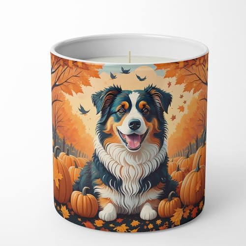 Caroline's Treasures DAC1009CDL Australian Shepherd Terrier Fall Decorative Soy Candle Nature Soy Wax Essential Oil Home Decor Ideal for Bedroom Kitchen Bath Office Gift, 10 oz by CarolinesTreasures
