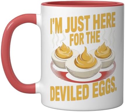 I’m Just Here for the Deviled Eggs Egg Expert Deviled Egg Ceramic Mug, Red/White, 11oz by Unknown