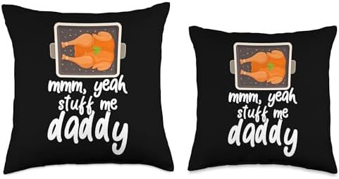 Stuff Me Funny Thanksgiving Adult Turkey Joke Couple 2026 Throw Pillow - Image 3