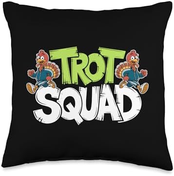 Trot Squad, Friendsgiving Squad Running Thanksgiving Throw Pillow by HadleyDesigns