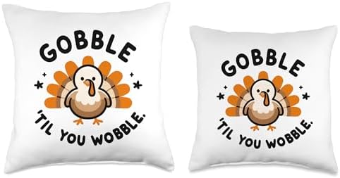 Gobble 'Til You Wobble Thanksgiving Turkey Celebration Food Throw Pillow - Image 3