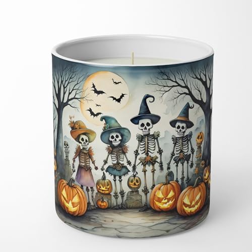 Caroline's Treasures DAC2228CDL Calacas Skeletons Spooky Halloween Decorative Soy Candle Nature Soy Wax Essential Oil Home Decor Ideal for Bedroom Kitchen Bath Office Gift, 10 oz