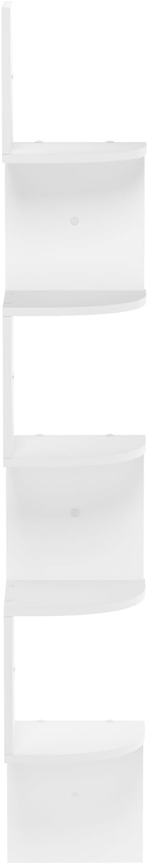 Furinno Rossi 5-Tier Wall Mount Floating Radial Corner Shelf, White