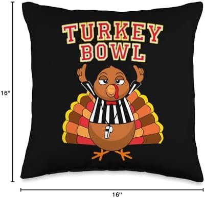 Football Turkey Bowl Annual Family Thanksgiving Game Referee Throw Pillow - Image 4