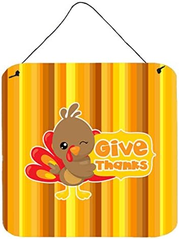 Caroline's Treasures BB7115DS66 Thanksgiving Turkey Give Thanks Wall or Door Hanging Prints Aluminum Metal Sign Kitchen Wall Bar Bathroom Plaque Home Decor, 6x6, Multicolor by CarolinesTreasures