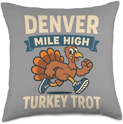 Denver Mile High Thanksgiving Day Turkey Trot Cute Runners Throw Pillow by Unknown