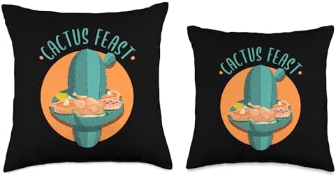 Cactus Feast Funny Thanksgiving Cactus Plant Lover Gardener Throw Pillow - Image 3